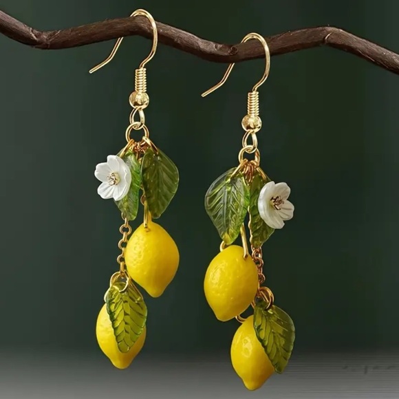 Jewelry - Lemon Drop Earrings with Floral Accents